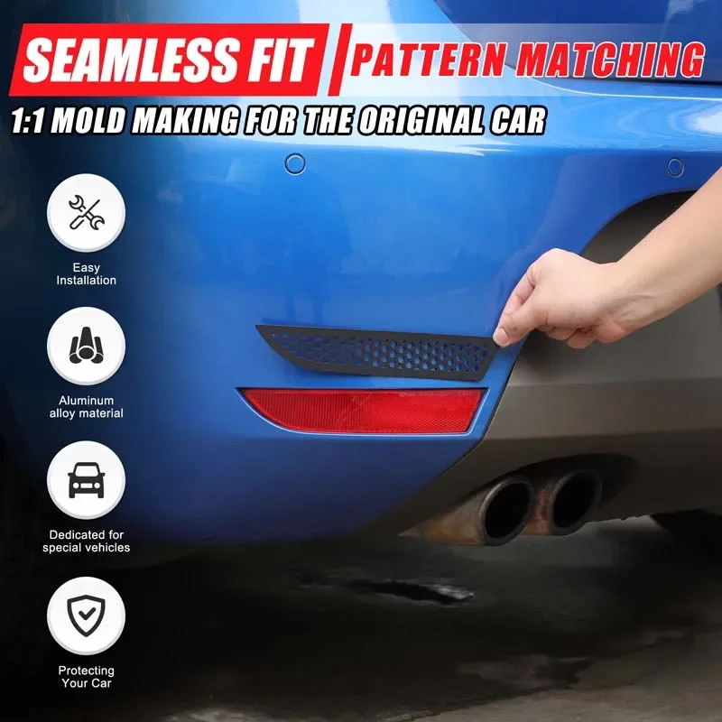 

Black Aluminum Alloy Car Rear Bumper Fog Light Cover Mesh Trim For Seat Leon MK2 2008-2012 Exterior Decorative Accessories