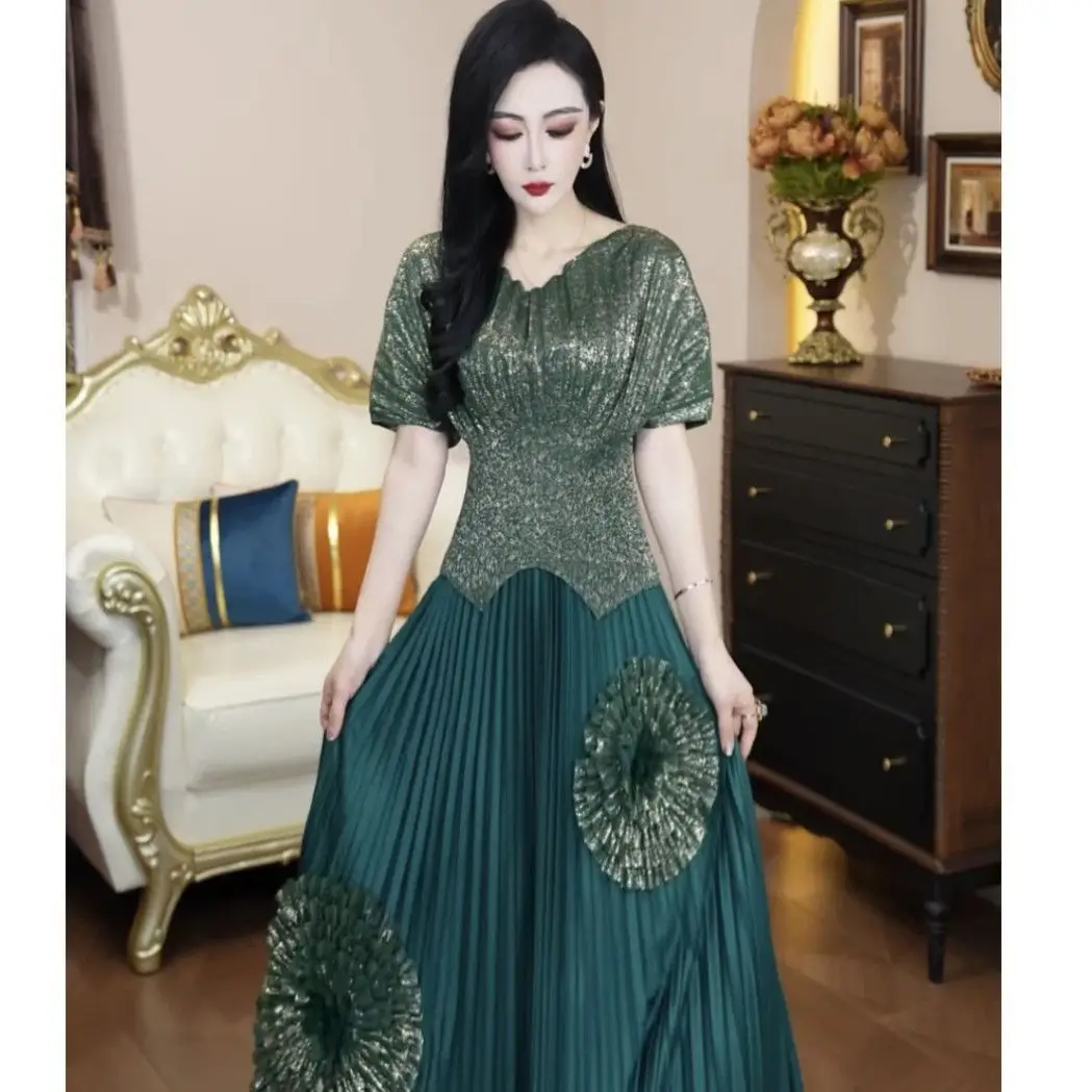 

Модный плиссированный комплект из двух предметов больших размеров для женщин: весенне-летняя новинка, легкая роскошная одежда