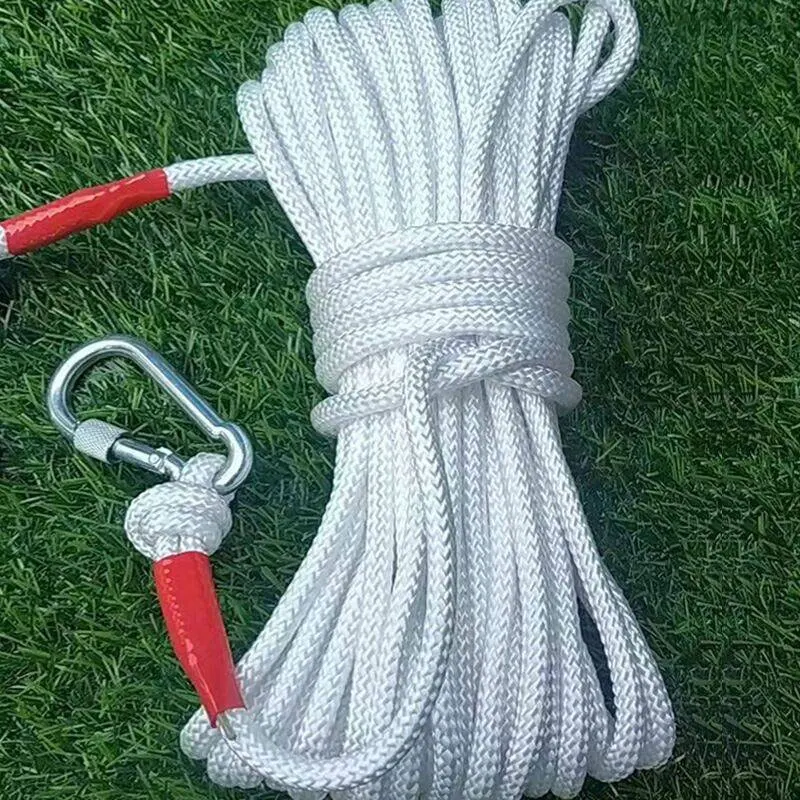 1pcs Home with Hooks Emergency Escape Rope Outdoor Climbing Rope with Buckle Rescue Safety Rope Fishing Rope White Clothesline