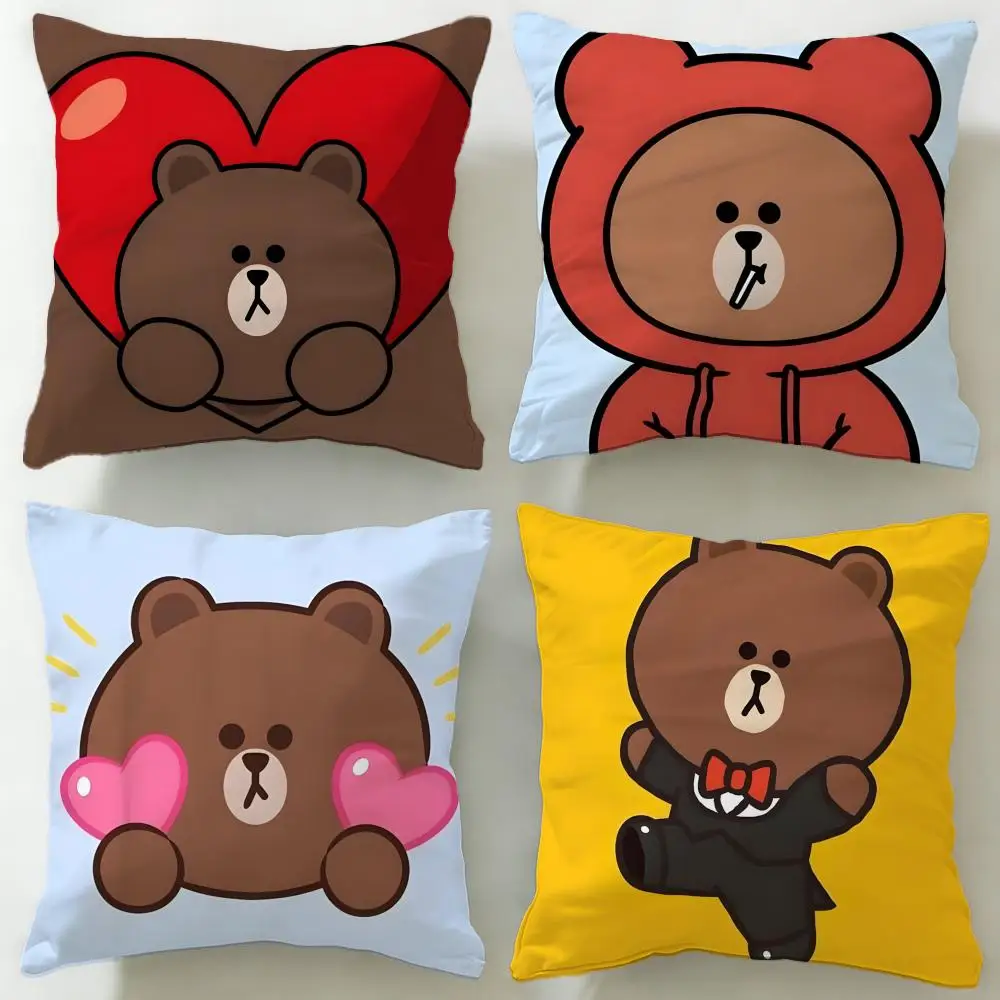 classic cartoon Cartoon Bear Cushion Cover Soft & Easy-Wash 