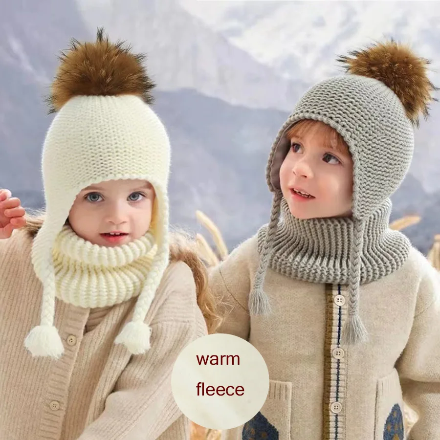 Кепка на голову Hugger Toque, чулки, часы, детская натуральная меховая шапка, шарф, осень-зима, флисовая теплая шапка для мальчиков и девочек, 4M70