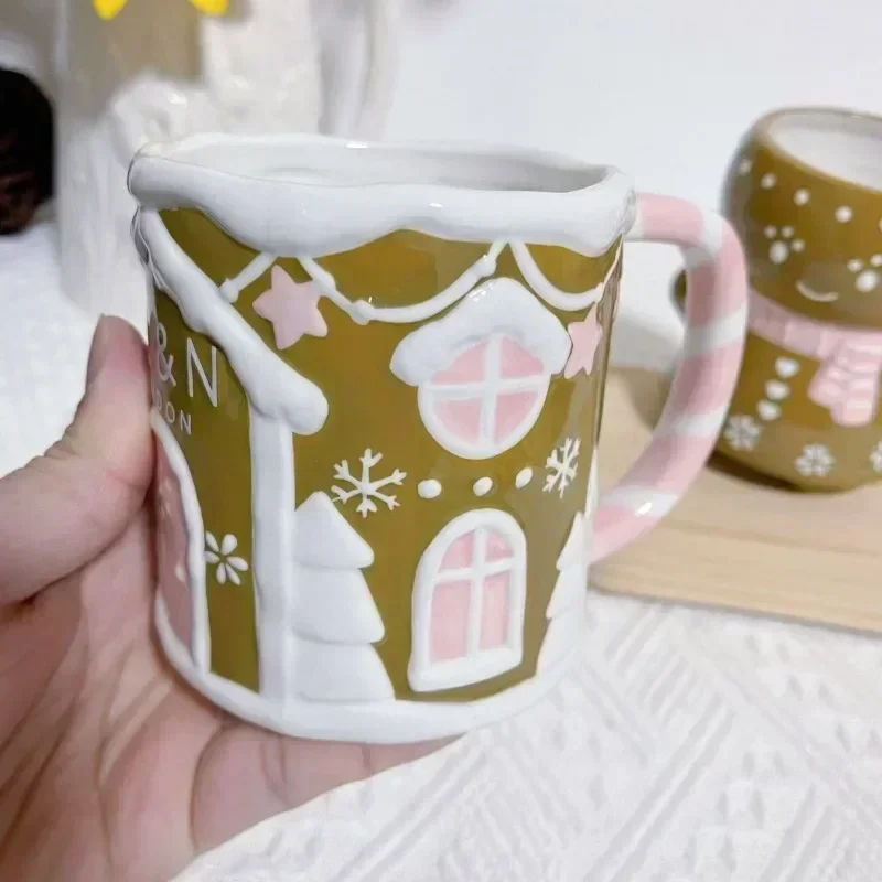 300ml Gingerbread Man Christmas Mug 3D Gingerbread Man Ceramic Cup Milk Coffee Water Cup Mug Gift