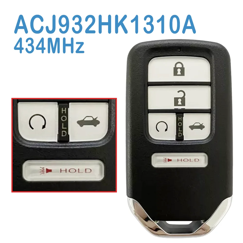 

ACJ932HK1310A Auto Smart Remote 4+1B 433MHz 72147-T2G-A51 Replace Car Smart Key For Honda Accord Proximity 2016 2017