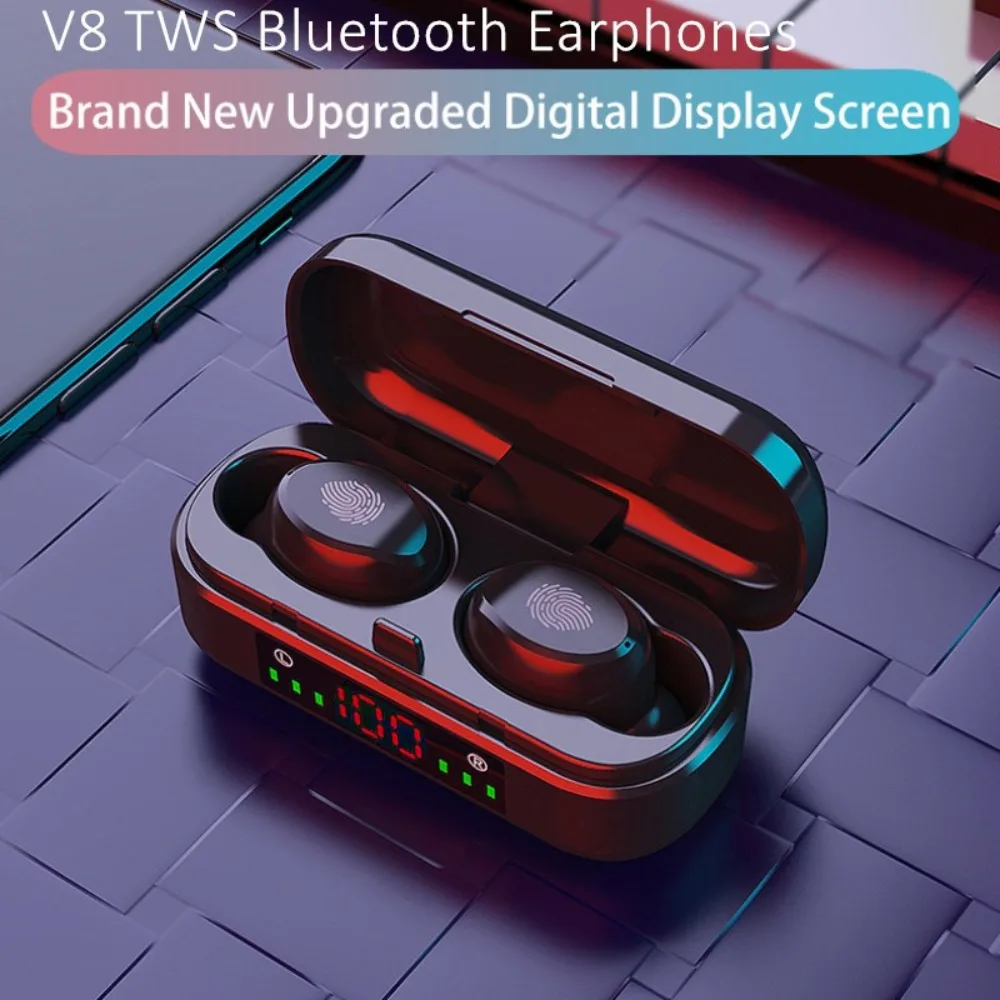 Shoumi Tws Earbud Wireless Bluetooth Headset Touch Control Sweat-Proof Earplug with Mic USB Adapter for Television Phones Music