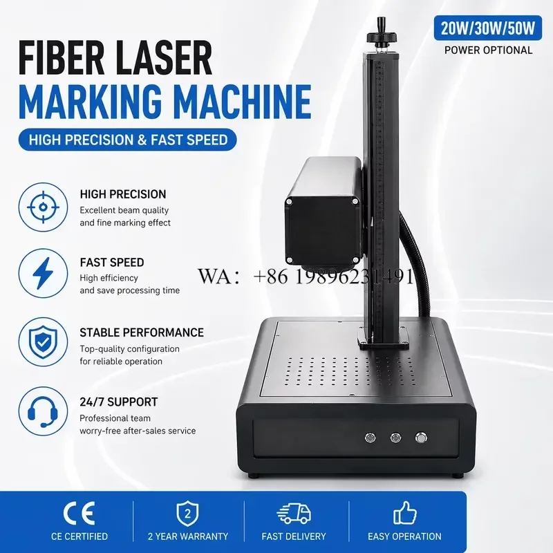 Wmwmnu 50W Fiber Marking for Raycus Max Jpt IPG Steel Plastic Engraver