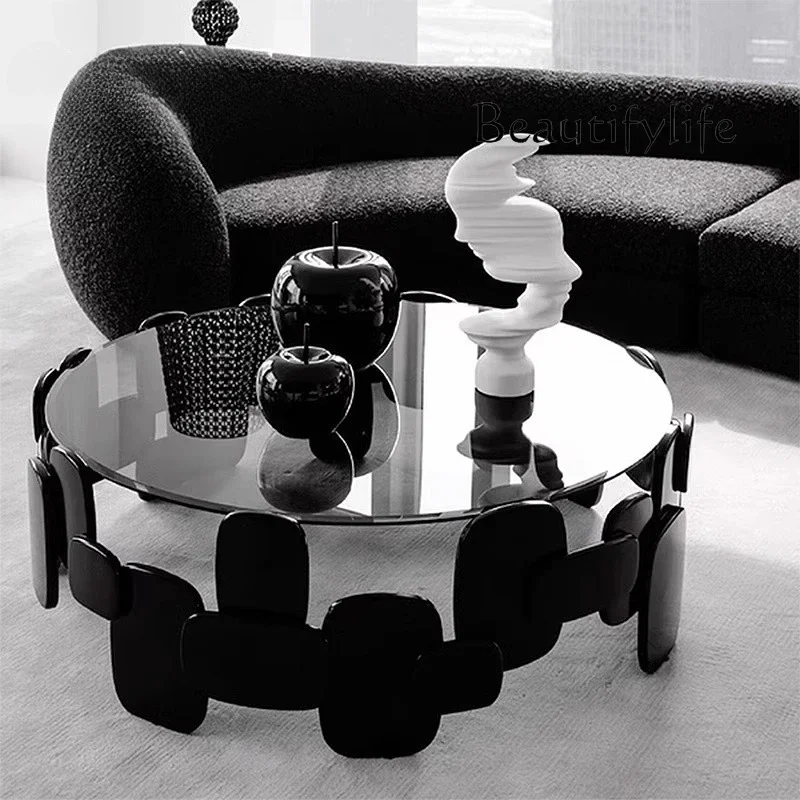 SS Italian Minimalist Living Room Sofa Side Table Special-shaped Sales Office Coffee Table FRP Household Round Module Coffee Tab
