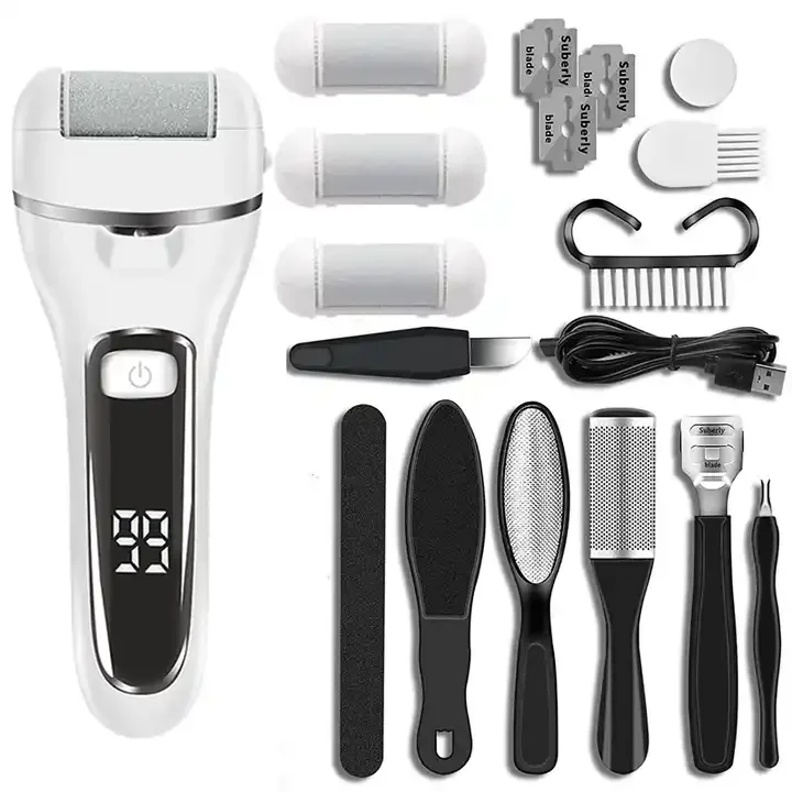 Led Usb Oplaadbare Elektrische Pedicure Dode Harde Zachte Huid Scrubber Exfoliërende Voet Polijstmachine Vijl Voet Grinder Callus Remover