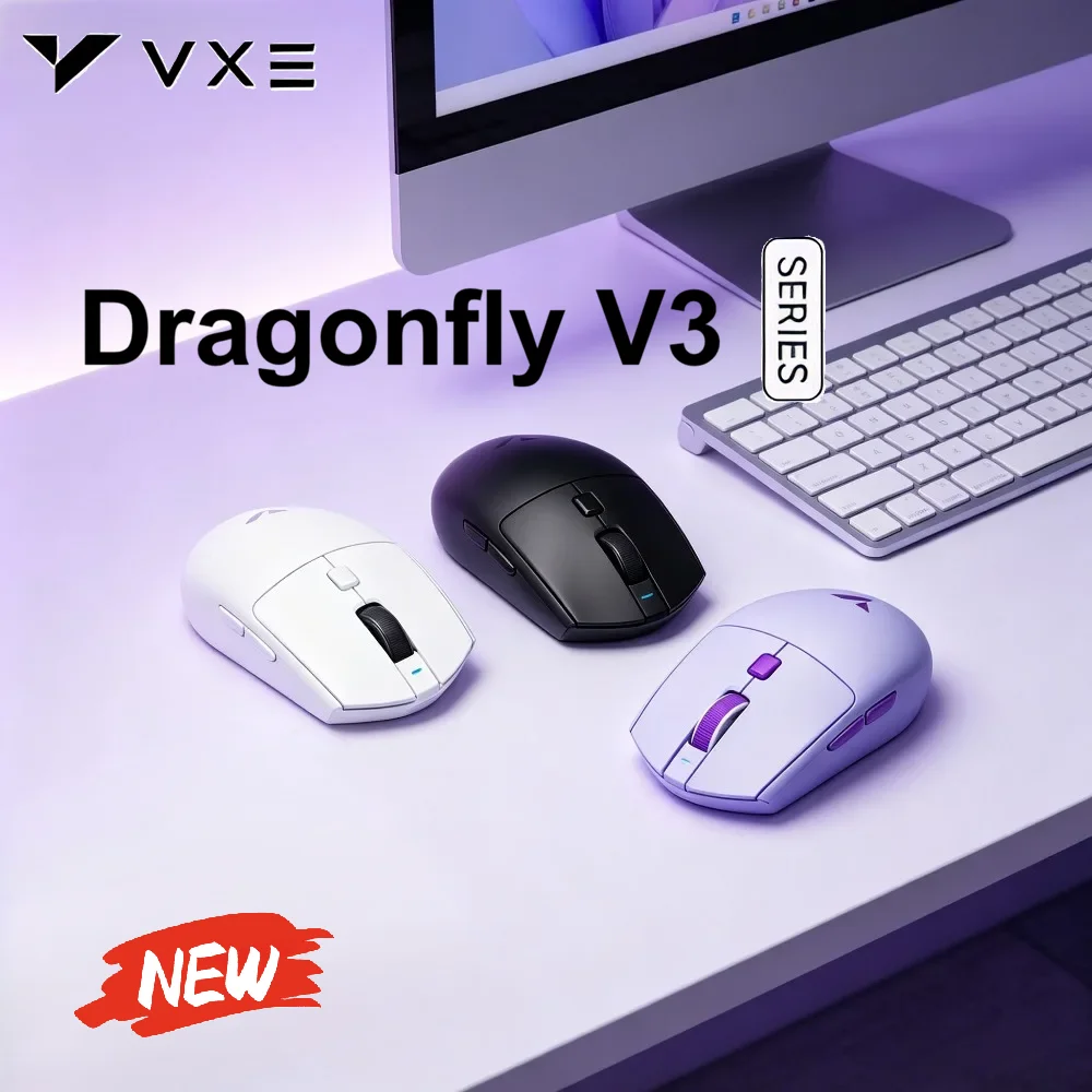 ATK VXE Dragonfly V3 PRO Bluetooth Gaming Mouse PAW3395SE 2.4G Wireless E-sports Mice Rechargeable Lightweight Ergonomic