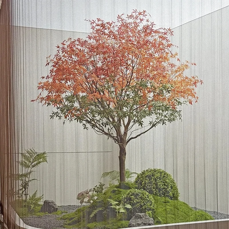BJ Large Artificial Maple Tree Combo Indoor Fake Plant With Red Green Leaves Hotel Mall Landscape Decor