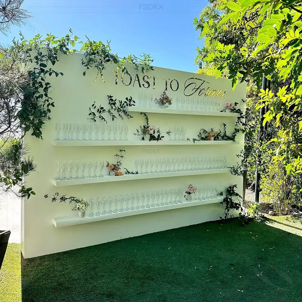 

FSDKX Wholesale Acrylic Event Champagne Wall Wedding Display Acrylic Prosecco Wall Champagne Glass Holder for Events Decoration