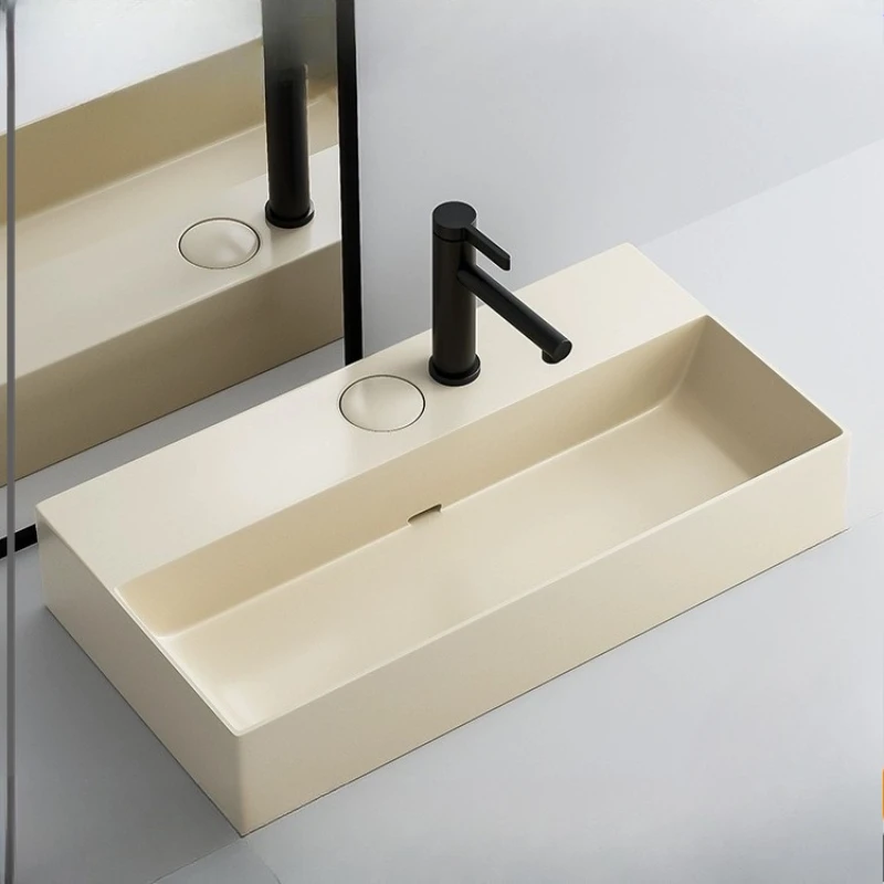 

Cream wind rectangular platform basin ceramic hotel art basin bathroom