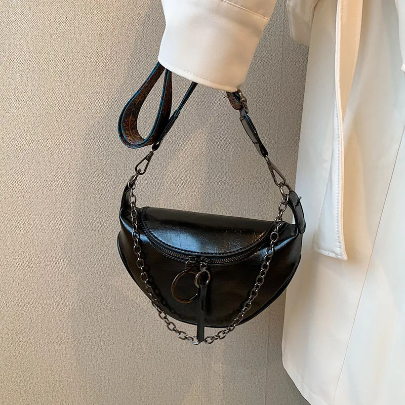 Retro Female Belt Bag Fashion Leather Fanny pack Handbag Designer Chain Shoulder Crossbody Chest Bags New Woman Saddle Waist Bag