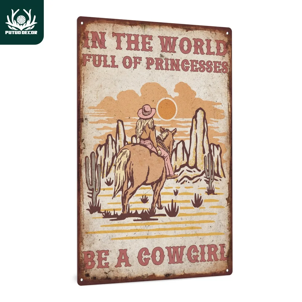 

Be a Cowgirl Vintage Metal Tin Sign | 7.8x11.8 Inches Rustic Wall Decor | Western Art for Home, Office, Cafe | Perfect Gift