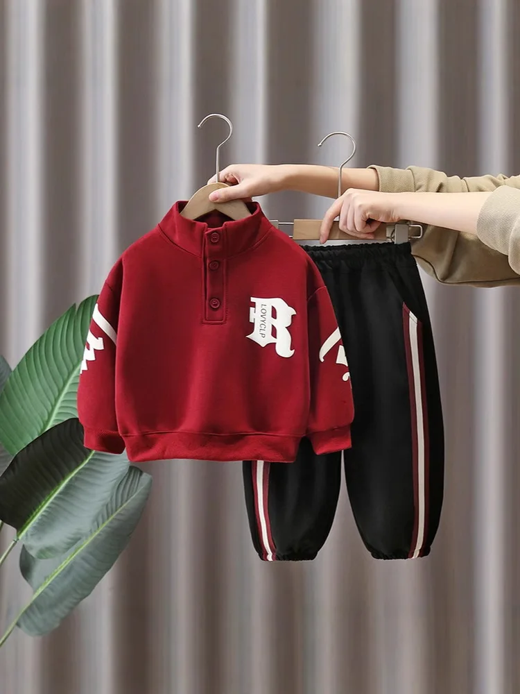 Big Boys Sets Cotton Children Outfit Autumn Toddler Turtleneck Sweatshirt AND Pants 2pcs Suit Kids Tracksuit Girls Jogging Suit
