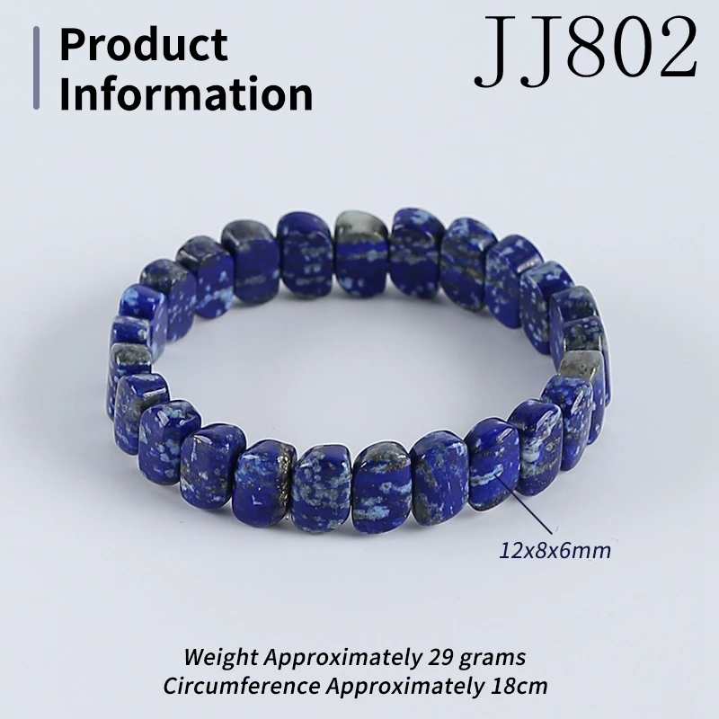 Blue Bracelet Fashion Jewelry Natural Stone Lapis Lazuli Beaded Bracelets For Men Women Elastic Rope Jewelry 18cm 29g