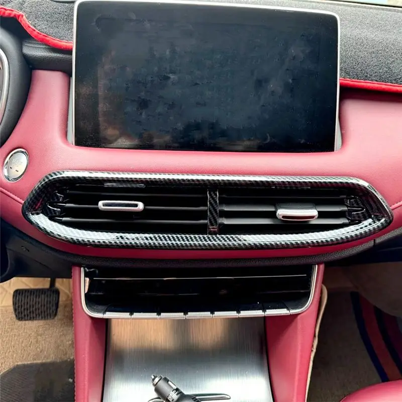Reliable For MG HS 2020-2024 ABS Carbon Fiber Car Center Console AC Air Outlet Vent Frame Cover Trim Interior Accessories