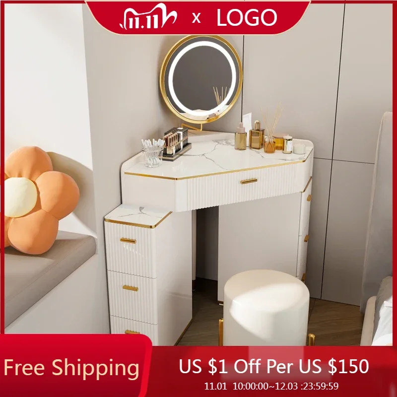 Master Bedroom Corner Vanity Table Small Corner Bedside Table Dressing Table Rock Corner Closet Integrated Triangle Makeup Table