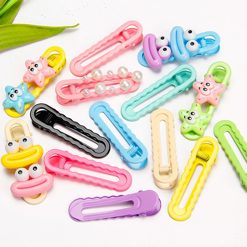 10 Pieces Wave Colorful Hair Clips Accessories DIY Children\'s Hairpins 6cm Metal Fashion Duckbill Hairpin Material