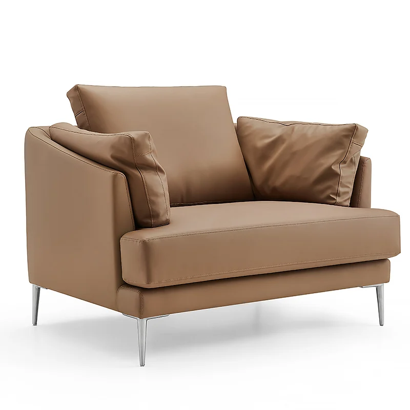 

Современный двухместный коричневый диван из искусственной кожи для коммерческого использования, офиса, дома, квартиры, мастерской или гостиной