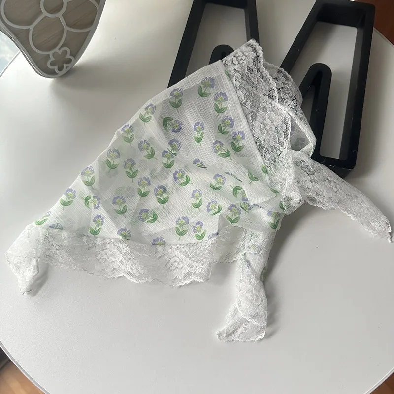 

Ins Style High-end Triangular Headscarf for Summer Outings and Rural Style 2025 New Retro Knitted Hollow Headscarf for Women