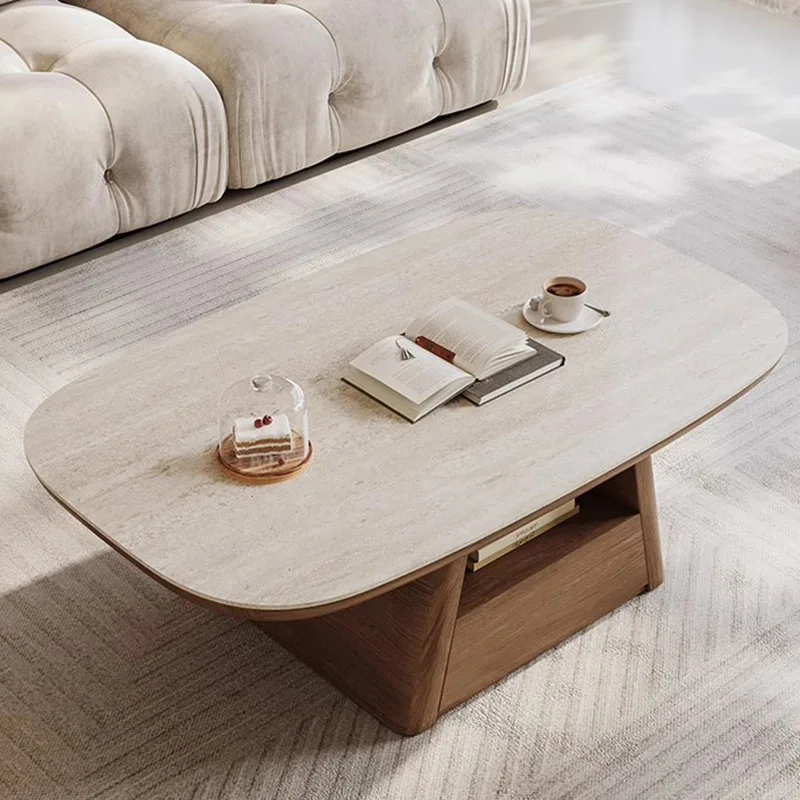 Wood Rock Board Coffee Table Apartment Combination Coffee Table Walnut Minimalist Mesas De Centro Para Sala Home Furniture