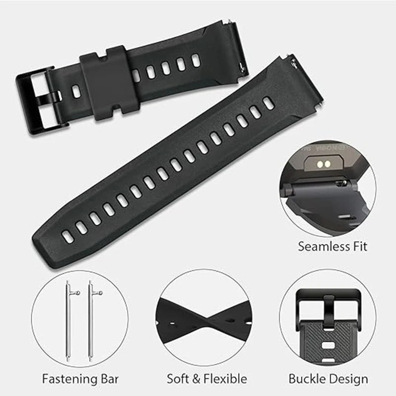 Smart Watch Band 22mm Sports Straps Bands Adjustable Wristband Camouflage Black Smartwatch Band Compatible with C20pro C21 C22