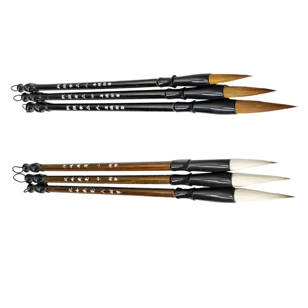 

6 Pcs Professional Excellent Wolf Hair Chinese Caligraphy Kanji Japanese Sumi Drawing Brush for Writing Practice (Size L)
