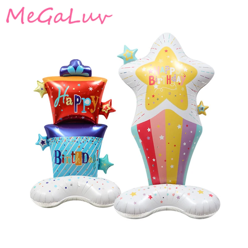 

Birthday Party Decoration Aluminum Film Balloons Three-Dimensional Standing Gift Box Meteor Cartoon Large Balloon