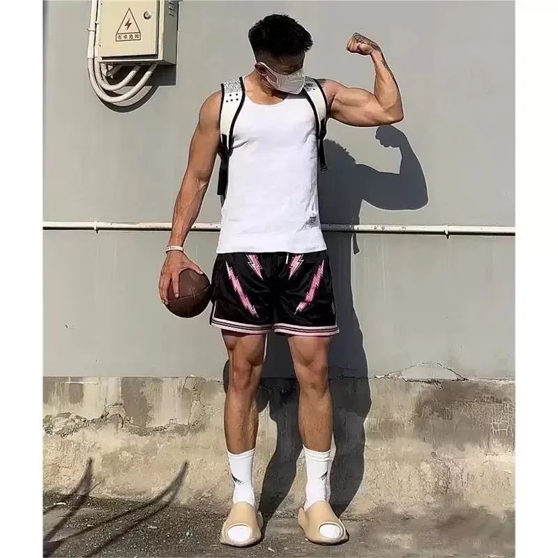 

Men Boy Breathable Lightling Trendy Sport Shorts Male 5XL Loose Quick Dry Soft Ins Chic Shorts High Street Handsome Streetwear