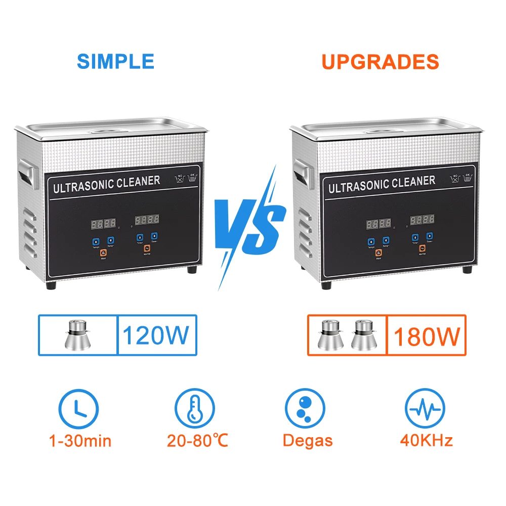 電子超音波洗浄機,40KHz,高周波,3l, 120w, eu,超音波バス,歯科用ジュエリー