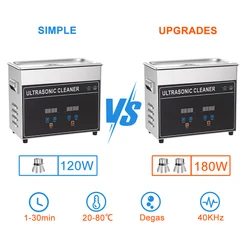 Limpador ultrassônico eletrônico de alta frequência, 40khz, 3l, 120w, degas de calor, banho ultrassônico da ue, joias dentárias, limpador ultrassônico