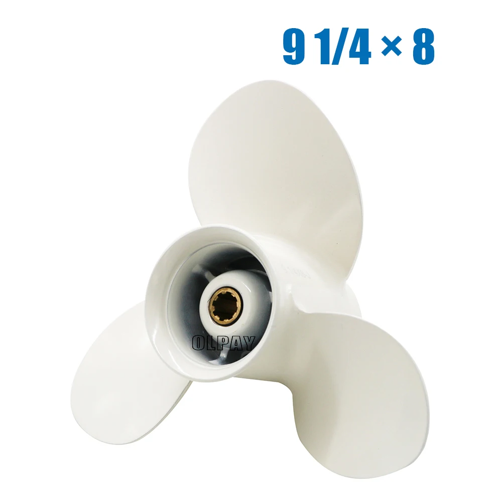 Outboard Propeller 9 1/4*8 For Yamaha 9.9 HP-20HP Aluminum Alloy Screw 3 Blades 8 Tooth Spline 63V-45947-00-EL