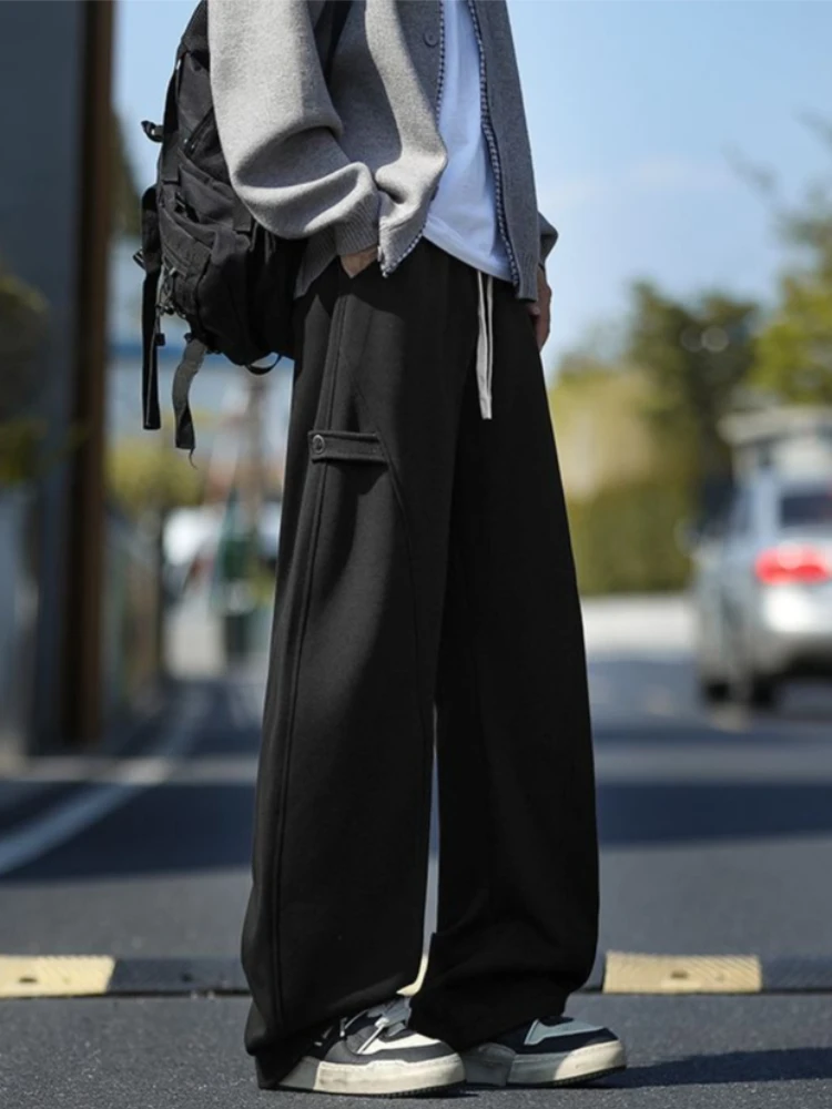 

Американские мужские спортивные брюки свободного кроя с лоскутным дизайном, изогнутым низом и прямыми штанинами, повседневные спортивные брюки для весны и осени, для ежедневной носки