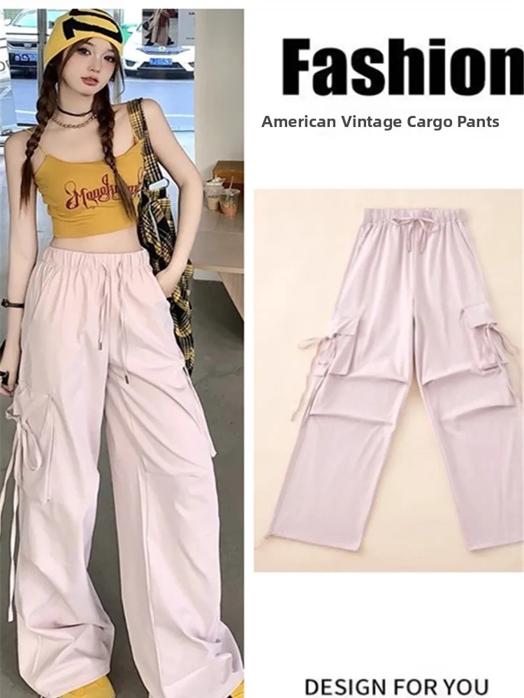 

Cool Casual Sle Women's Work Pants Summer Thin High Waist Loose Qui Dry Sport Wide Leg Pants Pink Trendy Commute Sle