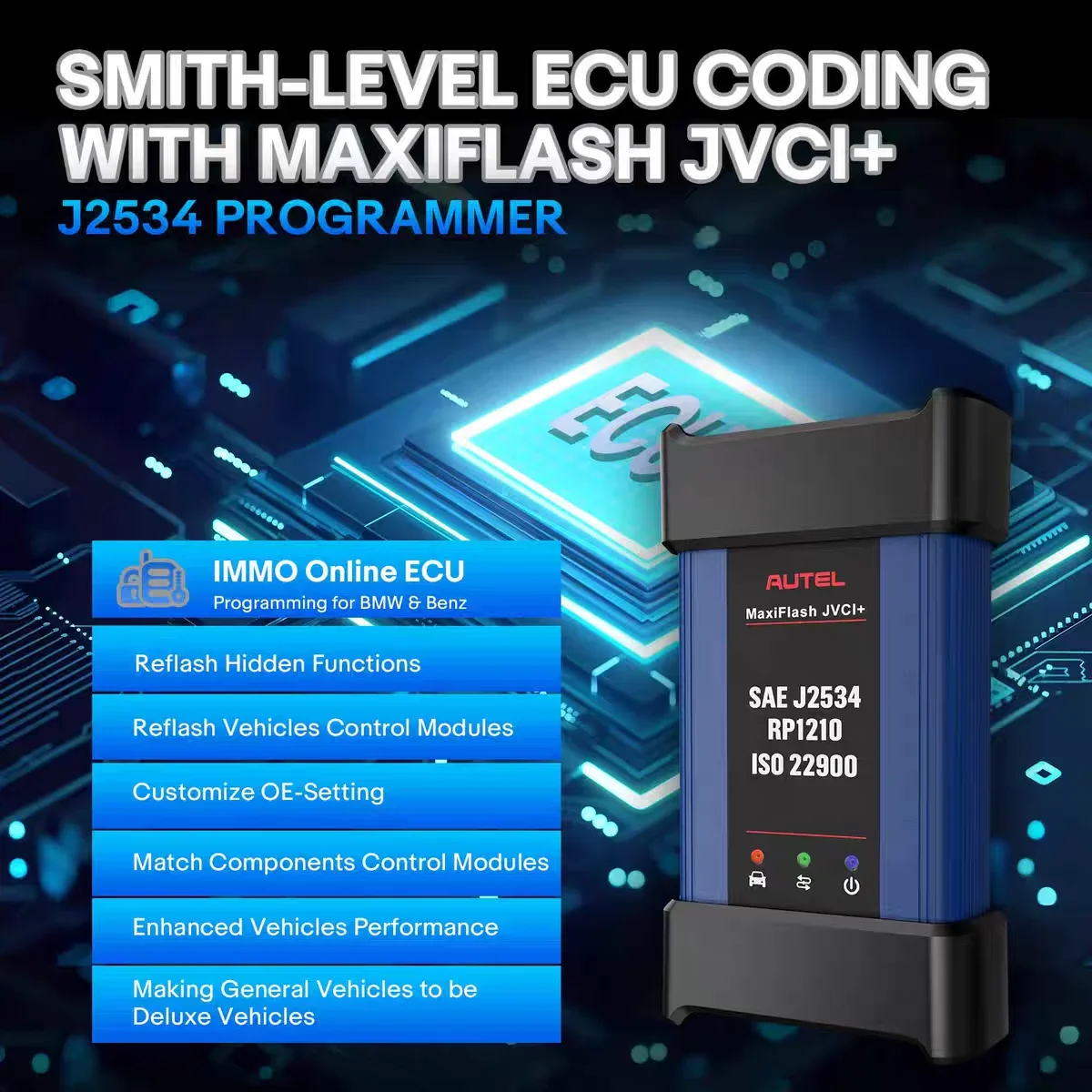 Autel Maxiflash Jvci+ J2534 Ecu Programming Pass Through For Maxiim Im608 Im608 Pro Im608 Ii Supports Can Fd Doip Protocol