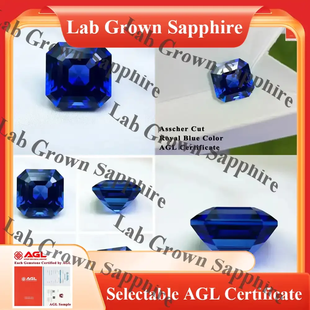 

Lab Grown Sapphire Asscher Cut Royal Blue for DIY Jewelry Making Ring Setting Main Stone Lab Created Sapphire Gemstone for