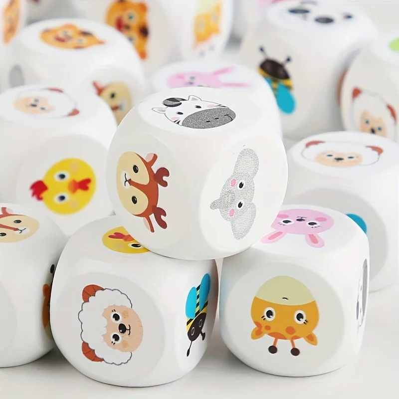 Tier-passendes Kartenspiel, Würfel aus Holz, Tierpuzzles für Kleinkinder, Vorschul-Lernaktivitäten, Spielzeug für Kinder, Reisen, Brettspiele