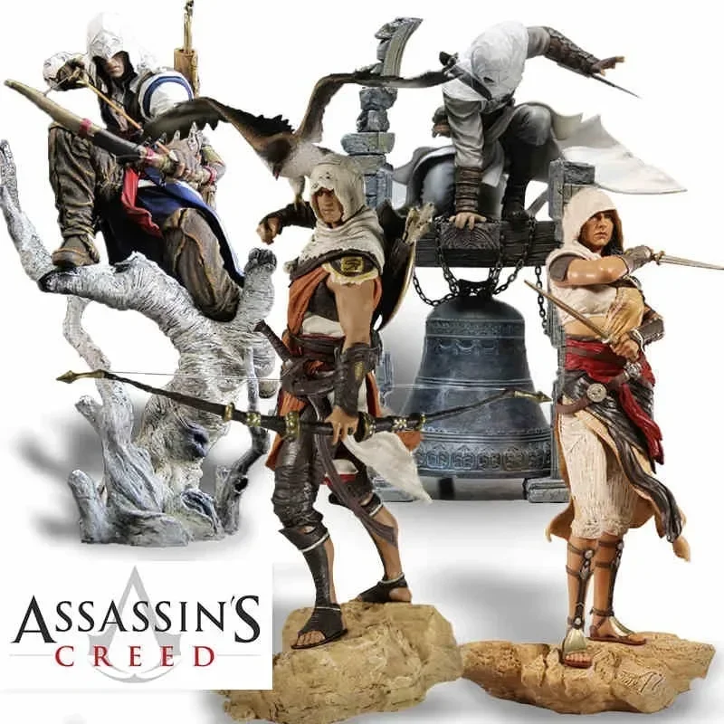 Assassins Creed Aya Bayek Altair Connor Action Figure PVC Statue Character Collection Model Desktop Ornament Kids Toy Gifts