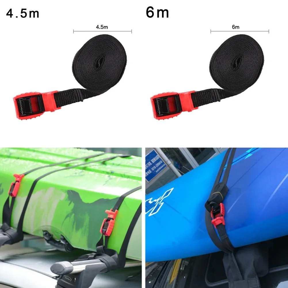 

4.5m/6m Tie Down Roof Rack Straps Pair Silicone Buckle Heavy Duty Kayak Straps Water Sports Kayak Boat Accessories