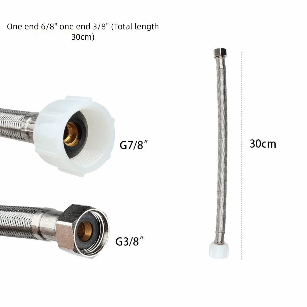 

30/40 см гофрированный водяной шланг взрывозащищенный большой поток соединители для туалетной воды шланг из нержавеющей стали