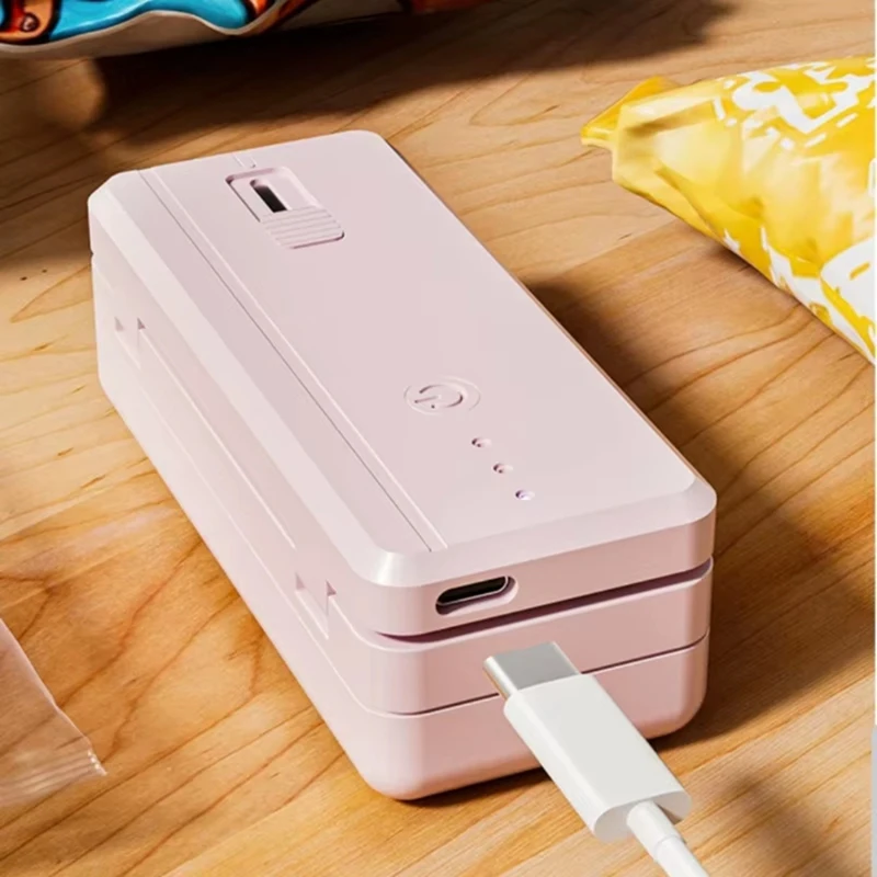 Mini máquina de sellado portátil ABKP-2 en 1, herramienta de envasado de alimentos recargable por USB para uso en cocina, compacta y eficiente