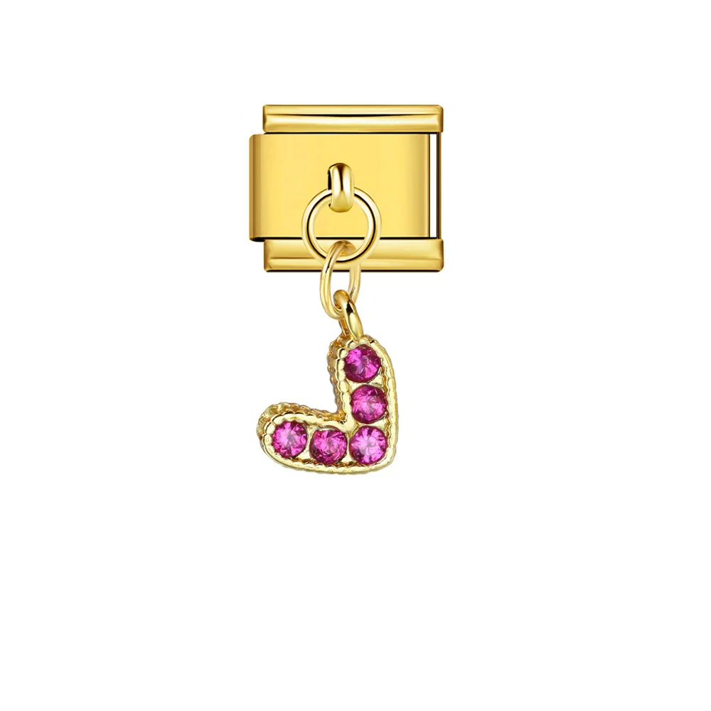 Y2k Bunter Herz-Anhänger mit CZ-Steinchen, Modischer Italienischer Charm-Anhänger, Passend für 9mm Edelstahl-Armbänder, DIY-Schmuckherstellung – Detail 10