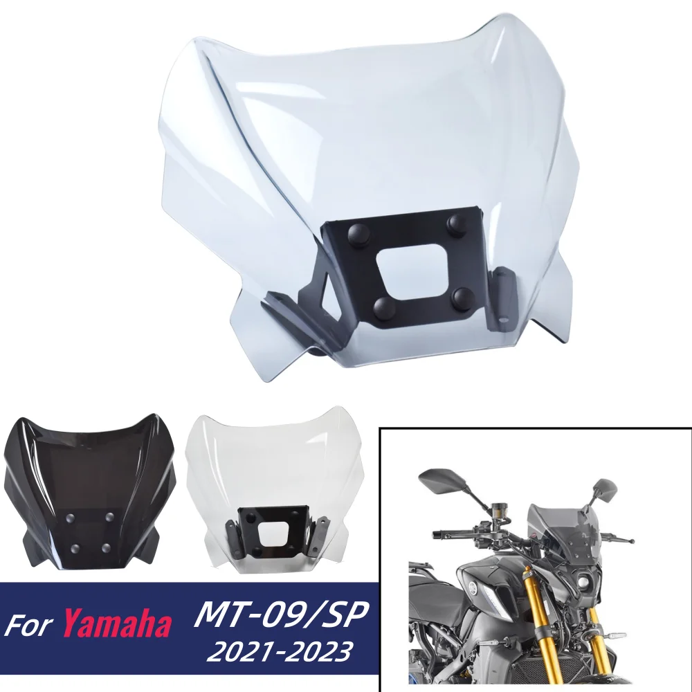 

Лобовое стекло для MT 09, лобовое стекло для Yamaha MT-09 2021-2023 MT09 SP, дефлекторы ветра, аксессуары для переднего экрана двигателя