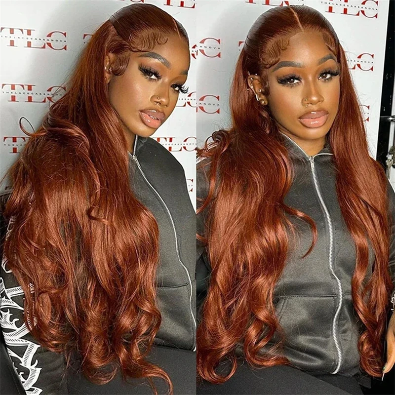 13x4 Reddish Brown Body Wave Lace Front Human Hair Wigs Preplucked Colored 13x6 HD Lace Frontal Wigs For Black Women