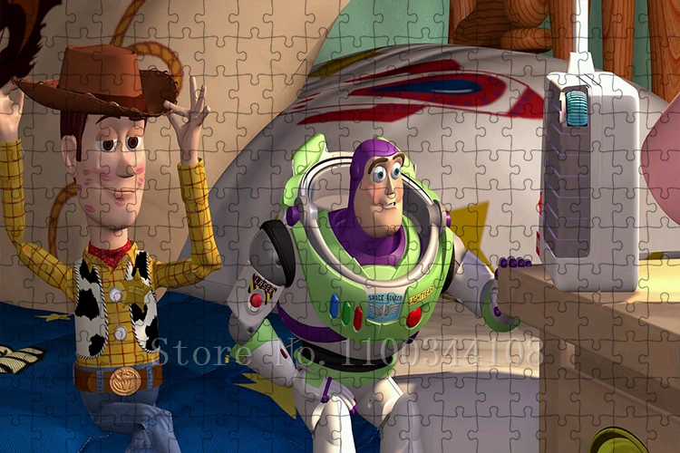 Disney Toy Story จิ๊กซอว์ปริศนาสําหรับผู้ใหญ่ 300/500/1000 ชิ้นการ์ตูนภาพยนตร์ปริศนาไม้ Decompressing ประกอบเกมของเล่น