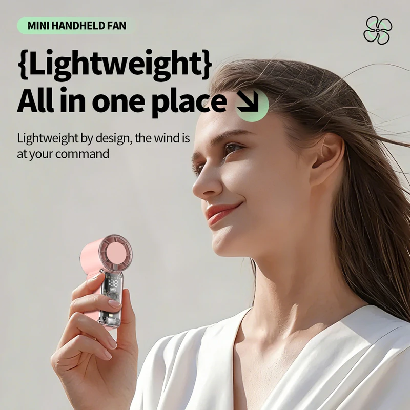 High Velocity Portable USB Charging Hand Fan Mini Powerful Pocket Fan With Strong Airflow For Summer Camping Sports Beach Travel