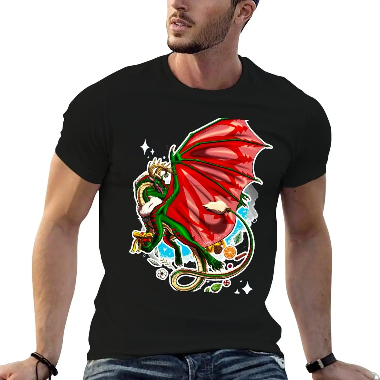 

Yule Holiday Dragon T-Shirt man t shirt cotton man t shirt heavy cotton T-Shirt