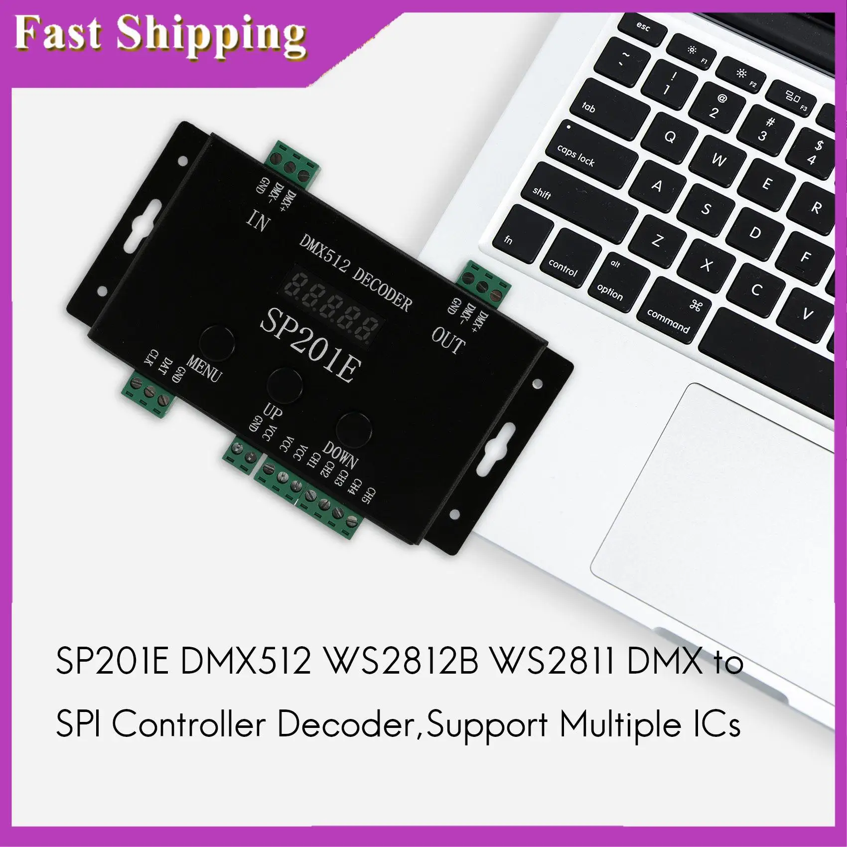 

ABRI-SP201E DMX512 WS2812B WS2811 Декодер контроллера DMX-SPI, поддержка нескольких микросхем
