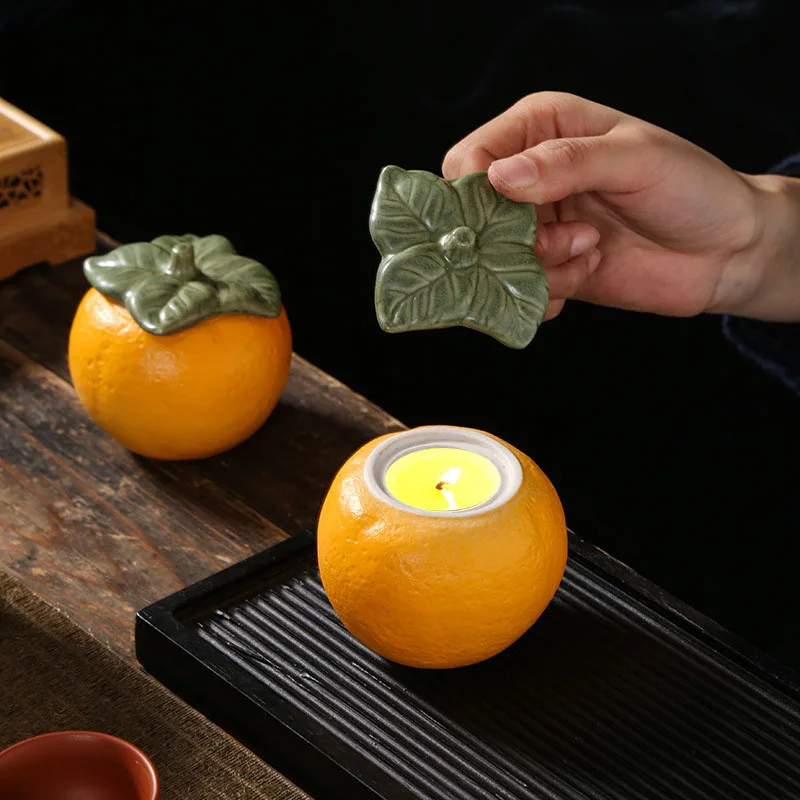 Creative Fruits Oranges Aromatherapy Candles Ceramic Storage Cans Chinese Sealed Decorations Gifts