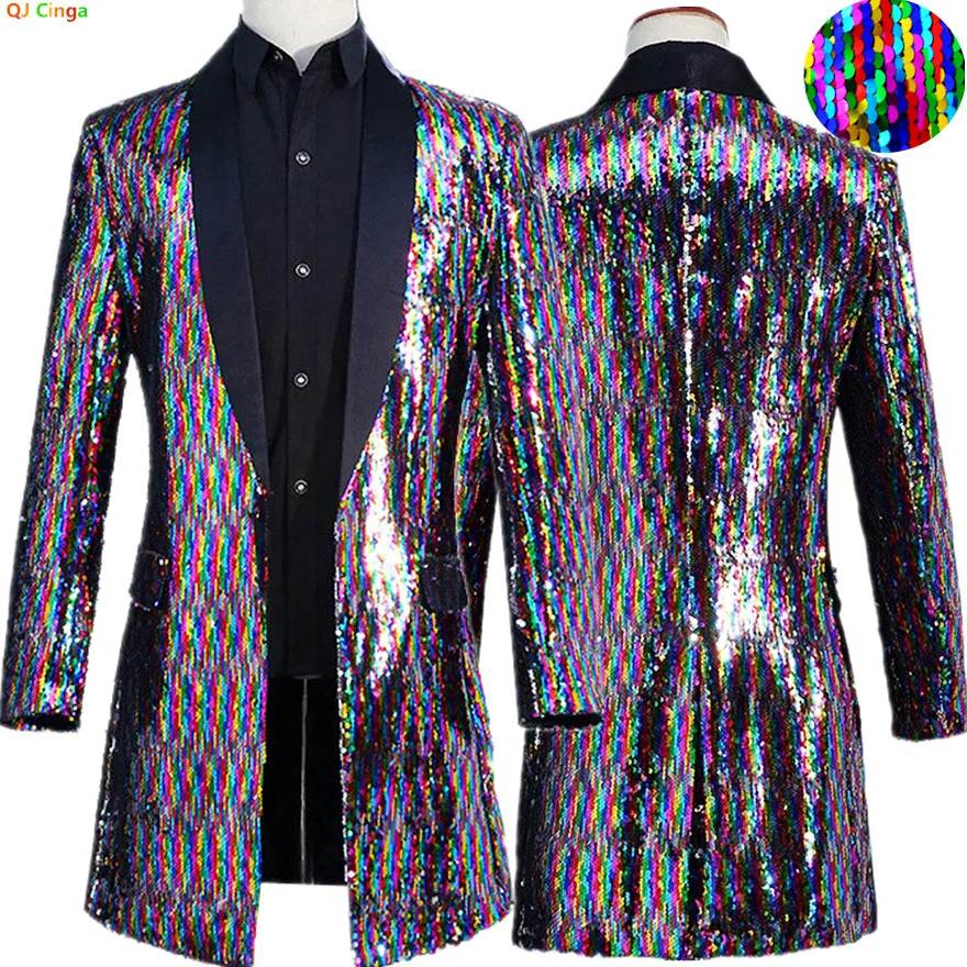 Colorful Men's Long Blazer, Wedding/Party/Stage Performance Dress Jacket, Fashion Slim Trench, Asian Size M-5XL